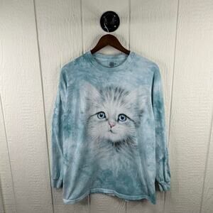 Y2K The Mountain Kitten Baby Blue Tie-Dye Long Sleeve Size X-Large